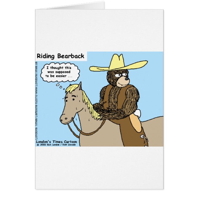 Riding Bear Back Grappige Kaarten Mokken T-shirts  (Voorkant)