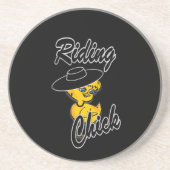 Riding Chick #4 Zandsteen Onderzetter (Voorkant)