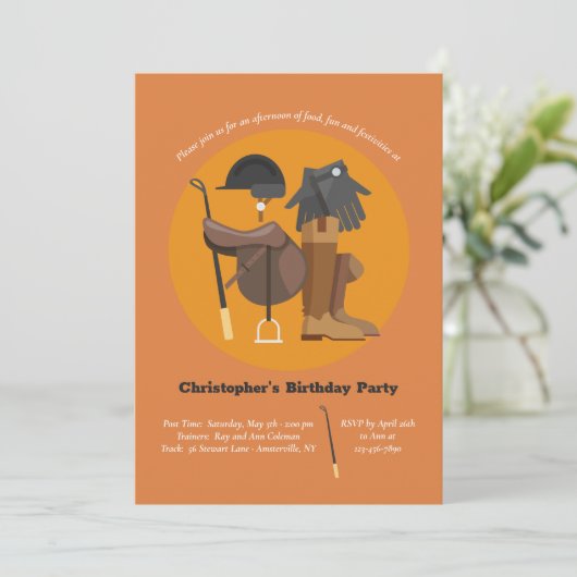 Riding Elements Equestrian Birthday Uitnodiging (Staand voorkant)
