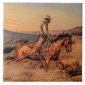 "Riding Herd" Westerne kunst van Edward Borein Tegeltje (Voorkant)