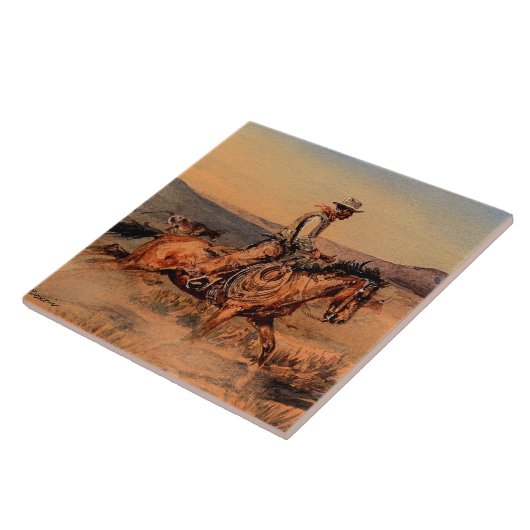 "Riding Herd" Westerne kunst van Edward Borein Tegeltje (Zijkant)