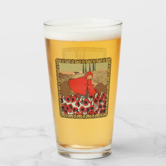 Riding Hood Pick Red Flowers Wolf op Hill Glas (Voorkant gevuld)