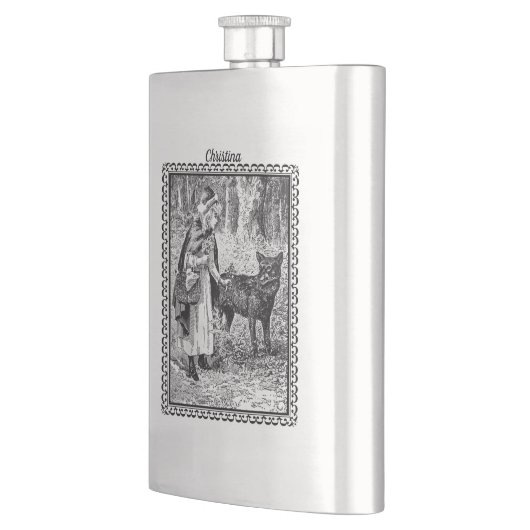 Riding Hood Wolf Fairy Tale Black White Flacon (Links)