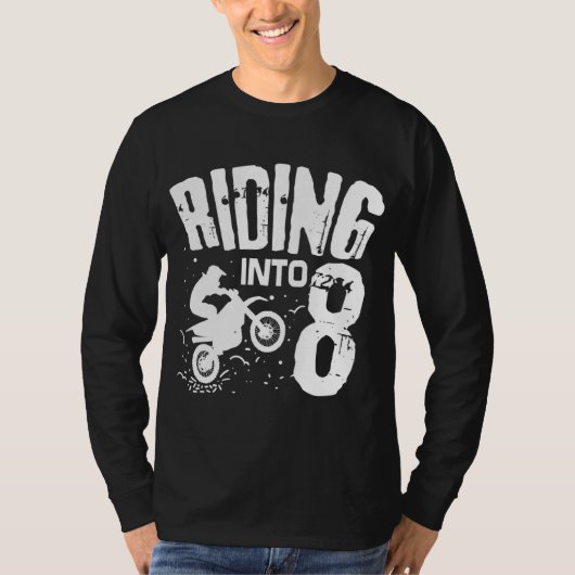 Riding in 8 Funny Dirt Bike achtste Birthday Bike T-shirt (Voorkant)
