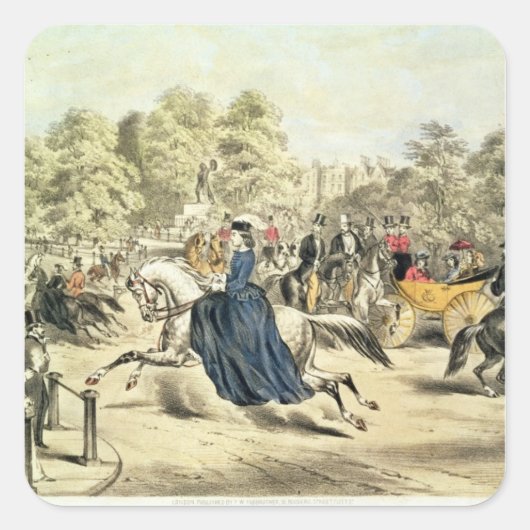 Riding in Rotten Row, Hyde Park Vierkante Sticker (Voorkant)