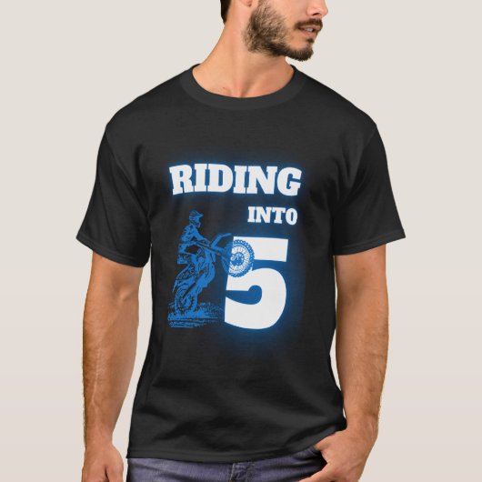 Riding Into 5 Year Old 5th Dirt Bike Birthday Part T-shirt (Voorkant)