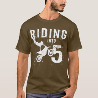 Riding Into 5 Years Old 5th Birthday Boy Dirt T-shirt