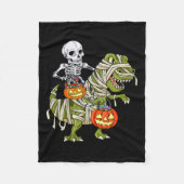 Riding Mummy Dinosaur T Rex Halloween Funny Pumpki Fleece Deken (Voorkant)