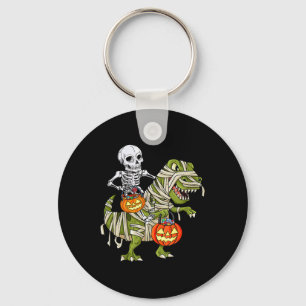 Riding Mummy Dinosaur T Rex Halloween Funny Pumpki Sleutelhanger
