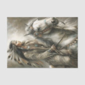 Riding Native Woman & White Horse Decoupage Tissuepapier (Voorkant)
