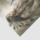 Riding Native Woman & White Horse Decoupage Tissuepapier (Detail)