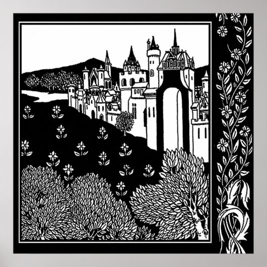“Riding Out From The Abbey” door Aubrey Beardsley Poster (Voorkant)