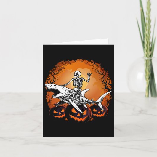 Riding Shark Lazy Halloween Kostuum Funny Animal Kaart (Voorkant)
