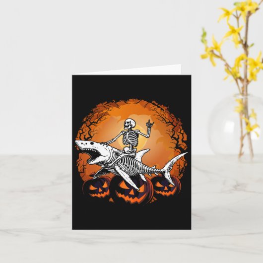 Riding Shark Lazy Halloween Kostuum Funny Animal Kaart (Gele Bloem)