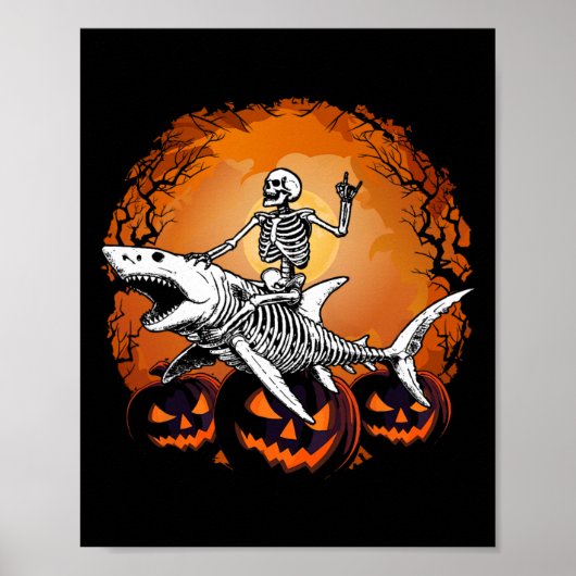 Riding Shark Lazy Halloween Kostuum Funny Animal Poster (Voorkant)