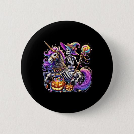 Riding Skeleton Unicorn Halloween kostuum Ronde Button 5,7 Cm (Voorkant)