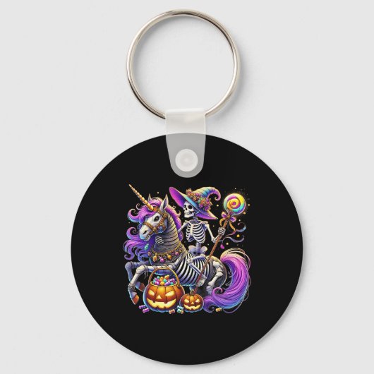 Riding Skeleton Unicorn Halloween kostuum Sleutelhanger (Voorkant)