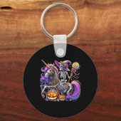 Riding Skeleton Unicorn Halloween kostuum Sleutelhanger (Voorkant)