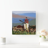 Riding to the Hounds Wall Clock Vierkante Klok (Huis)