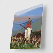 Riding to the Hounds Wall Clock Vierkante Klok (Hoek)