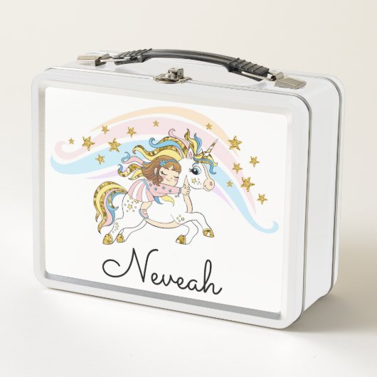 Riding Unicorns Metal Lunch Box (Voorkant)