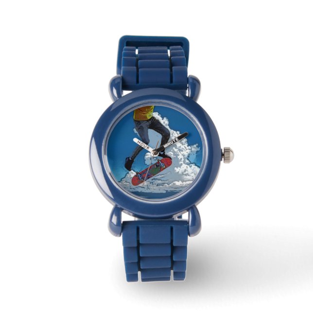 Riding van de Wind - Skateboarder Poster  Horloge (Voorkant)