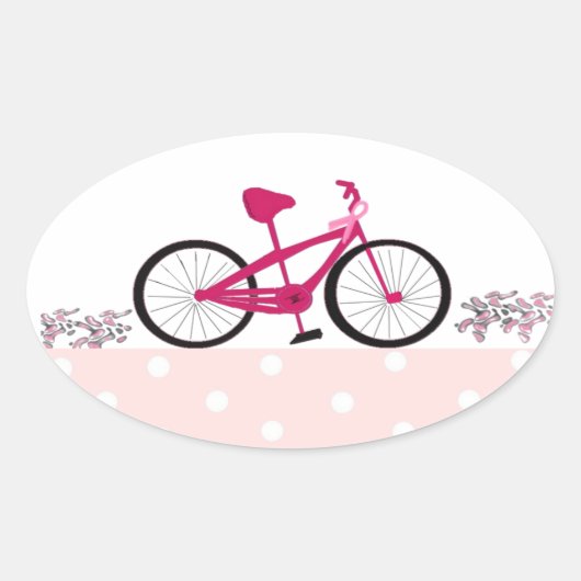Riding voor een Roze Roze Bicyle Ovale Sticker (Voorkant)