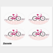 Riding voor een Roze Roze Bicyle Ovale Sticker (Vel)