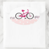 Riding voor een Roze Roze Bicyle Ovale Sticker (Tas)