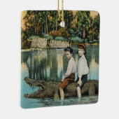 Rid'um Gator Grappige Ansichtkaart Keramisch Ornament (Rechts)