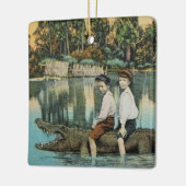 Rid'um Gator Grappige Ansichtkaart Keramisch Ornament (Links)