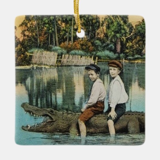 Rid'um Gator Grappige Ansichtkaart Keramisch Ornament (Voorkant)