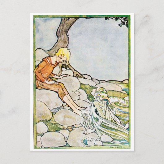  Rie Cramer Illustratie Mermaid and Boy Briefkaart (Voorkant)