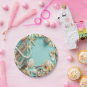 riem, , collage, turquoise, chic, trendy, leuk papieren bordje (Feest)