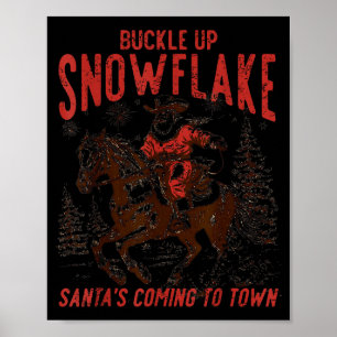 Riem Vast Sneeuwvlok Kerstman Cowboy Westerse Fees Poster
