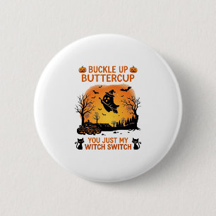 Riem Vast Vlindermeisje Halloween Geest Heksenhoed Ronde Button 5,7 Cm