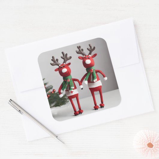 Riendeers Vierkante Sticker (Envelop)