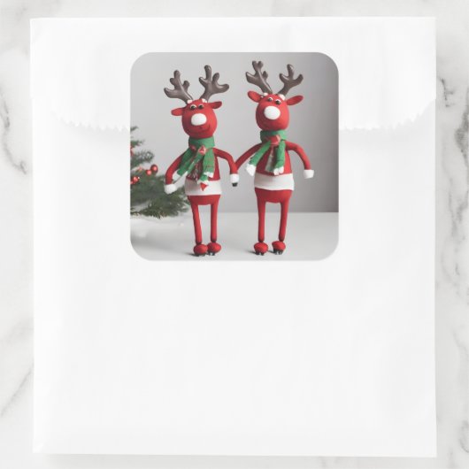 Riendeers Vierkante Sticker (Tas)