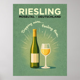 Riesling Groene Vintage Reis Poster