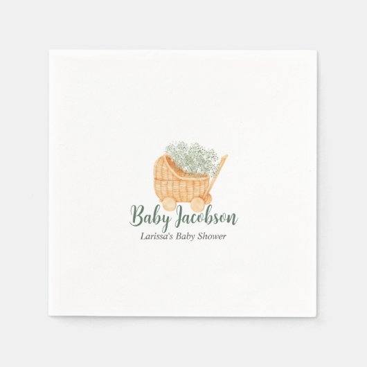 Rieten & Baby's Breath - Sage Green Servet (Voorkant)