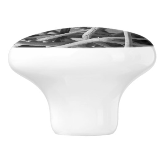 rieten bal rustiek keramische knop (Zijkant)