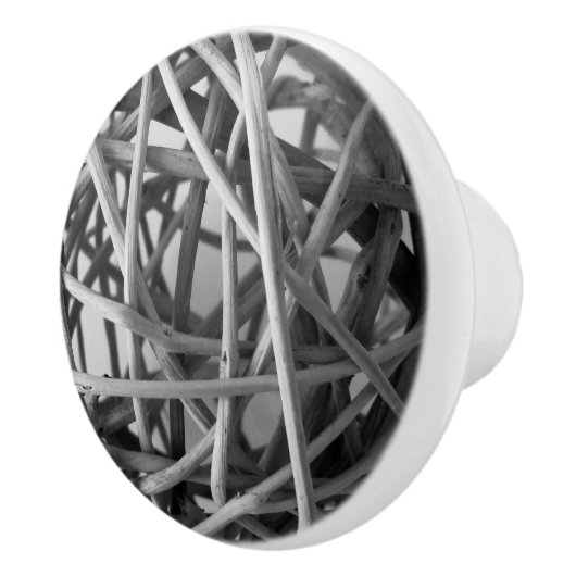 rieten bal rustiek keramische knop (Rechts)