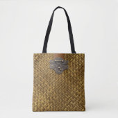 Rieten en antieke messing sluiting tote bag (Voorkant)