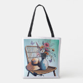 Rieten en bloemen Zomervibes Tote Bag (Achterkant)