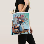 Rieten en bloemen Zomervibes Tote Bag (Dichtbij)