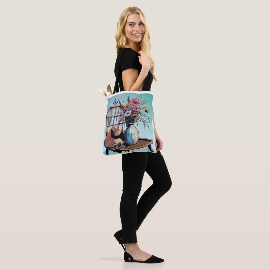 Rieten en bloemen Zomervibes Tote Bag (Op model)