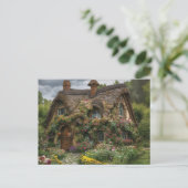  rieten huis met planten en bloemen briefkaart