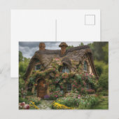  rieten huis met planten en bloemen briefkaart