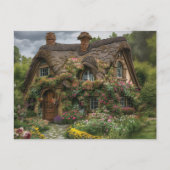  rieten huis met planten en bloemen briefkaart (Voorkant)