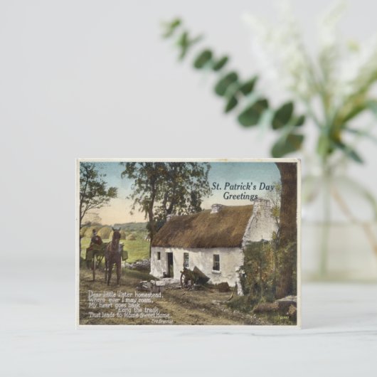  rieten huisje St. Patricks Day briefkaart (Staand voorkant)